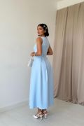 Bebe Mavi Halter Yaka Kloş Elbise resmi